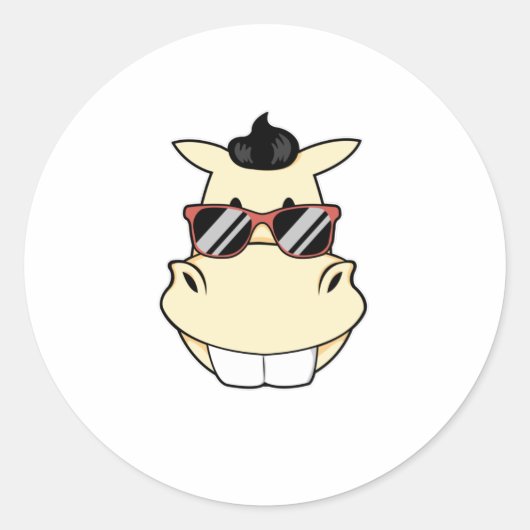 Pferd mit Sonnenbrille Runder Aufkleber (Vorderseite)