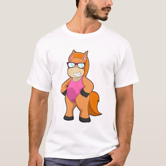 Pferd mit Sonnenbrille T-Shirt (Vorderseite)