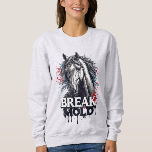 Pferd mit Spritzkunst, fetter Typografie Sweatshirt (Vorderseite)