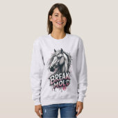 Pferd mit Spritzkunst, fetter Typografie Sweatshirt (Vorne ganz)