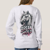 Pferd mit Spritzkunst, fetter Typografie Sweatshirt (Rückseite)