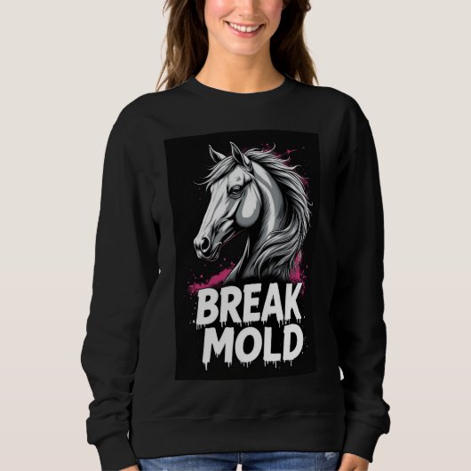 Pferd mit Spritzkunst, fetter Typografie Sweatshirt (Vorderseite)