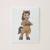 Pferd mit Tasse von Orangensaft Puzzle (Vertikal)