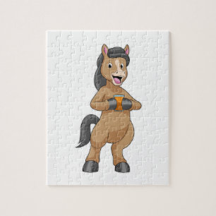 Pferd mit Tasse von Orangensaft Puzzle