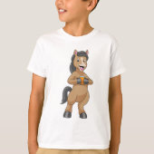 Pferd mit Tasse von Orangensaft T-Shirt (Vorderseite)