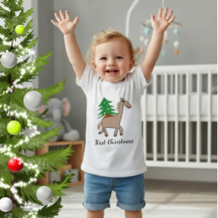 Pferd mit Weihnachtsbaum Baby T-shirt