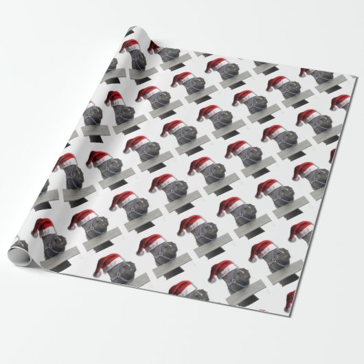 Pferd mit Weihnachtsmannmütze Geschenkpapier (Ungerollt)