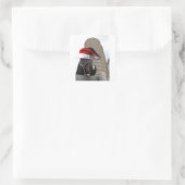 Pferd mit Weihnachtsmannmütze Quadratischer Aufkleber (Tasche)