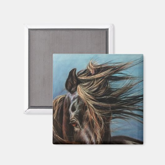 Pferd mit Windblownmane: magnet (Vorderseite/Rückseite)