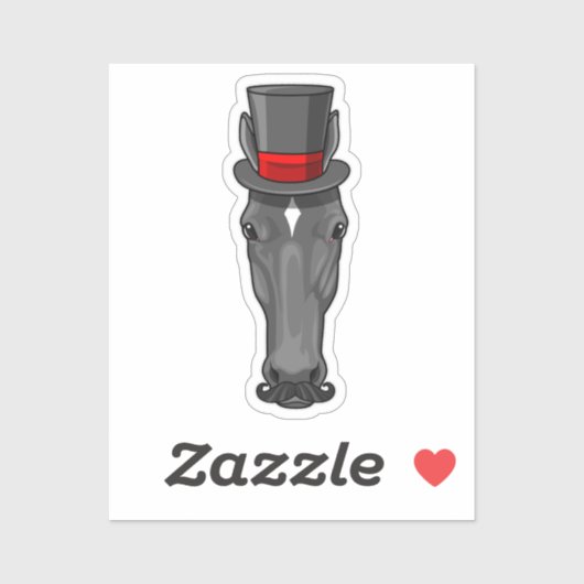 Pferd mit Zylinder Aufkleber (Blatt)