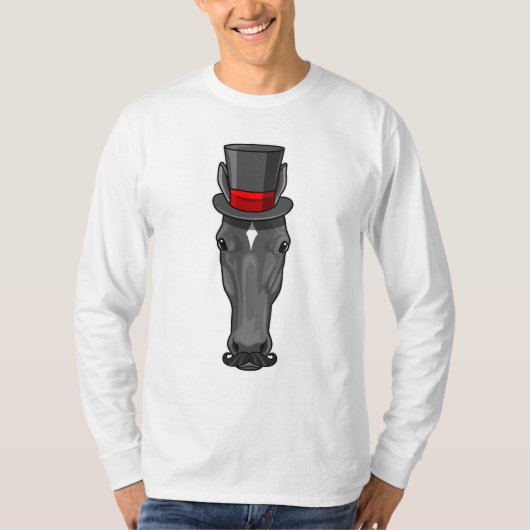 Pferd mit Zylinder T-Shirt (Vorderseite)