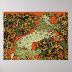 Pferd Mittelalterliche Kunst Handwerk Art Nouveau Poster