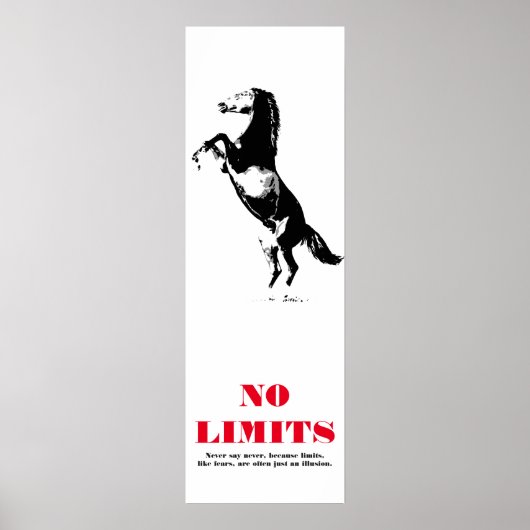 Pferd Motivierend No Limits Pop Schwarz-weiß Poster (Vorne)