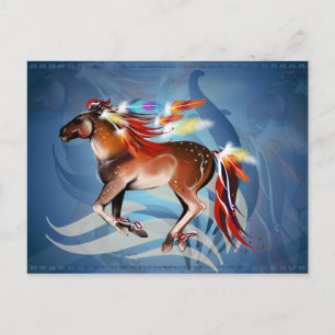 Pferd N Bright Feathers Postkarte