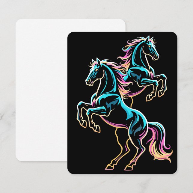 Pferd Neonlicht Glitch Retro-Stil (Vorne/Hinten)
