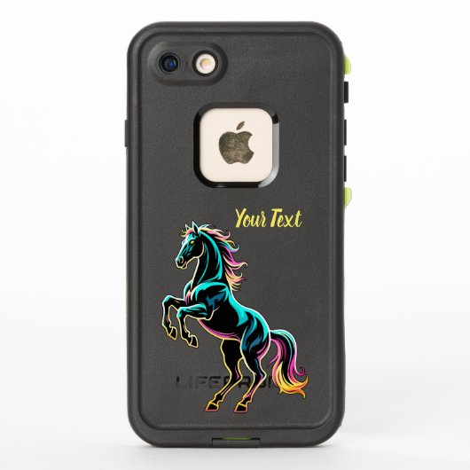 Pferd Neonlicht Glitch Retro-Stil (Rückseite)