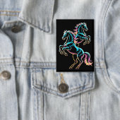 Pferd Neonlicht Glitch Retro-Stil Button (Insitu)