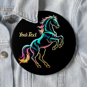 Pferd Neonlicht Glitch Retro-Stil Button