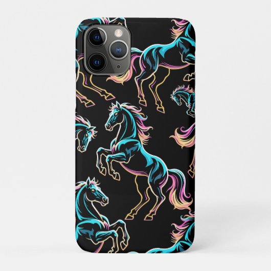 Pferd Neonlicht Glitch Retro-Stil Case-Mate iPhone Hülle (Rückseite)
