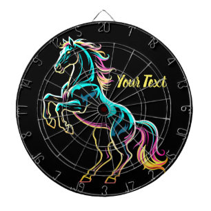 Pferd Neonlicht Glitch Retro-Stil Dartscheibe