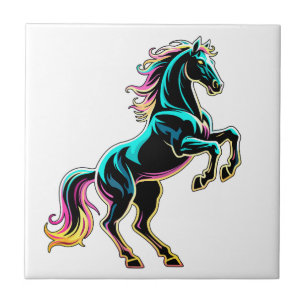 Pferd Neonlicht Glitch Retro-Stil Fliese