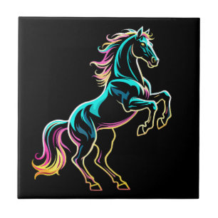 Pferd Neonlicht Glitch Retro-Stil Fliese
