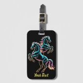 Pferd Neonlicht Glitch Retro-Stil Gepäckanhänger (Vorderseite Vertikal)