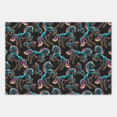 Pferd Neonlicht Glitch Retro-Stil Geschenkpapier Set (Vorderseite 3)