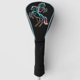 Pferd Neonlicht Glitch Retro-Stil Golf Headcover
