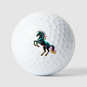 Pferd Neonlicht Glitch Retro-Stil Golfball (Vorderseite)