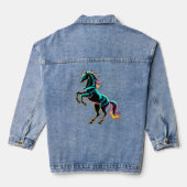 Pferd Neonlicht Glitch Retro-Stil Jeansjacke (Rückseite)