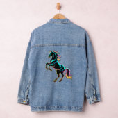 Pferd Neonlicht Glitch Retro-Stil Jeansjacke (Hangar)