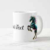 Pferd Neonlicht Glitch Retro-Stil Jumbo-Tasse (Vorderseite Rechts)