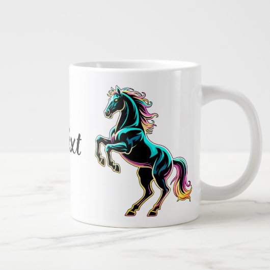 Pferd Neonlicht Glitch Retro-Stil Jumbo-Tasse (Rechts)
