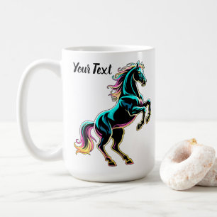 Pferd Neonlicht Glitch Retro-Stil Kaffeetasse