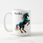 Pferd Neonlicht Glitch Retro-Stil Kaffeetasse (Links)