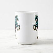 Pferd Neonlicht Glitch Retro-Stil Kaffeetasse (Mittel)