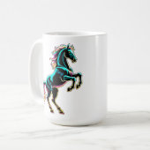 Pferd Neonlicht Glitch Retro-Stil Kaffeetasse (Vorderseite Links)