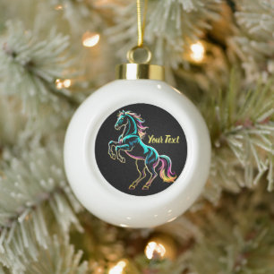 Pferd Neonlicht Glitch Retro-Stil Keramik Kugel-Ornament