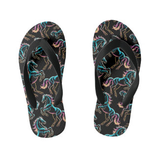 Pferd Neonlicht Glitch Retro-Stil Kinderbadesandalen
