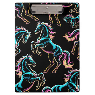 Pferd Neonlicht Glitch Retro Stil Klemmbrett