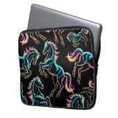 Pferd Neonlicht Glitch Retro-Stil Laptopschutzhülle (Vorderseite Links)