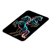 Pferd Neonlicht Glitch Retro-Stil Magnet (Linke Seite)