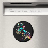Pferd Neonlicht Glitch Retro-Stil Magnet (In Situ (Geschirrspüler))