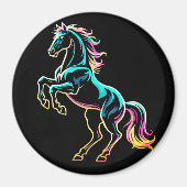 Pferd Neonlicht Glitch Retro-Stil Magnet (Vorne)