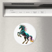 Pferd Neonlicht Glitch Retro-Stil Magnet (In Situ (Geschirrspüler))
