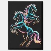 Pferd Neonlicht Glitch Retro-Stil Magnet (Vorderseite)