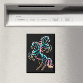 Pferd Neonlicht Glitch Retro-Stil Magnet (In Situ (Geschirrspüler))