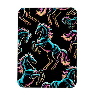 Pferd Neonlicht Glitch Retro-Stil Magnet