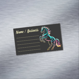 Pferd Neonlicht Glitch Retro-Stil Magnetische Visitenkarte